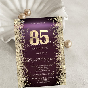 Invitation Gold Sparkle Diamonds Bourgogne 85e anniversaire
