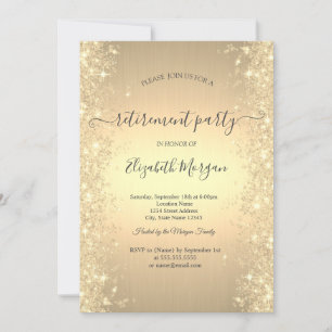 Invitation Gold Sparkle Diamonds Gold Retraite Party