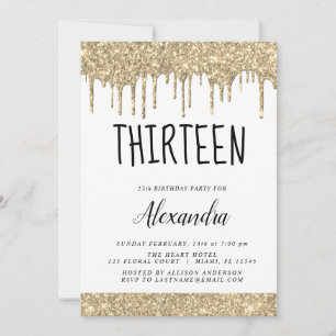 Invitation Gold Sparkle Parties scintillant 13e Treize Annive