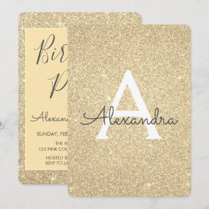 Invitation Gold Sparkle Parties scintillant Fille fête d'anni