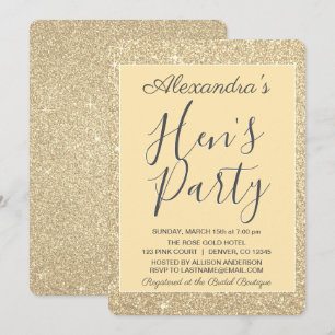 Invitation Gold Sparkle Parties scintillant Hen's Party