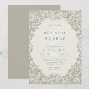 Invitation Gold Sparkle Vintage Elegance Brunch et Bubbly