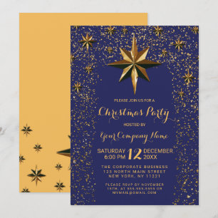 Invitation Gold Star Parties scintillant Confetti Entreprise 