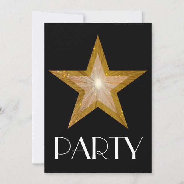 Invitation Gold Star 'Party' noir (Devant)