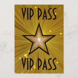 Invitation Gold Star 'VIP PASS' en noir