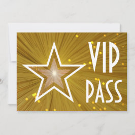 Invitation Gold Star 'VIP PASS' horizontal recto blanc