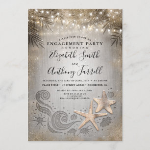Invitation Gold Starfish Tropical Palm Beach