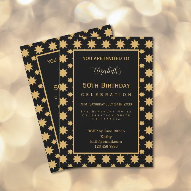 Invitation Gold Stars 50th Birthday  (Créateur téléchargé)