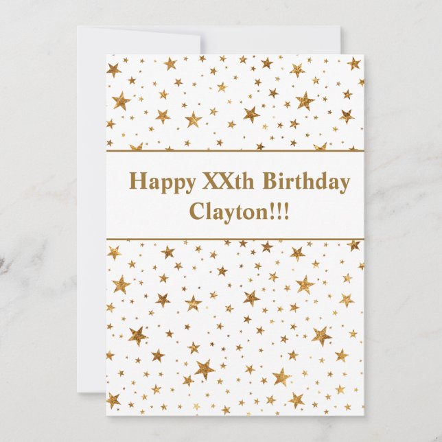 Invitation Gold Stars avec message Anniversaire (Devant)