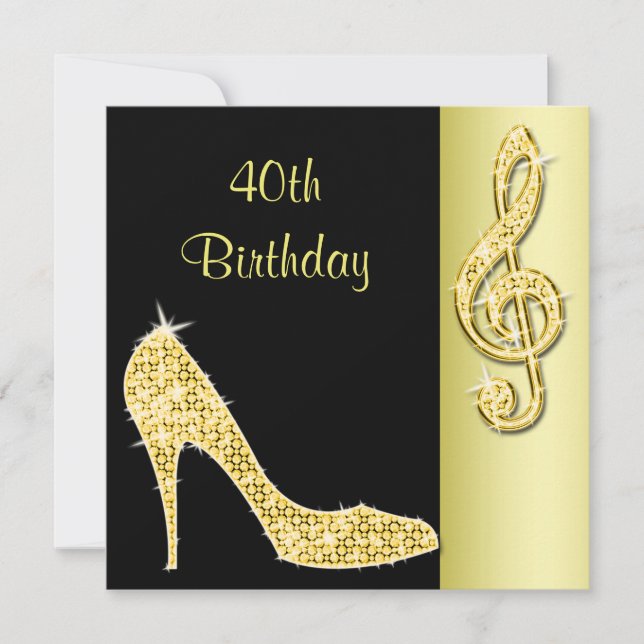 Invitation Gold Stiletto & Treble Cleft 40e anniversaire (Devant)