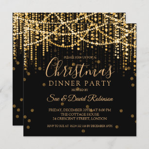 Invitation Gold String Lights Noël Fête Dîner