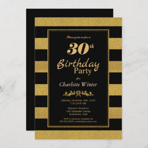 Invitation Gold Stripe 30e fête d'anniversaire