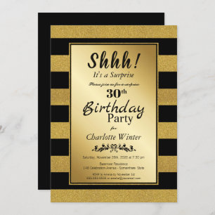 Invitation Gold Striped Surprise 30e anniversaire
