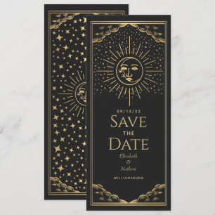 Invitation Gold Sun et MoonTarot Card Enregistrer la date