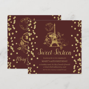 Invitation Gold Sweet sixteen Paris Parties scintillant Confe
