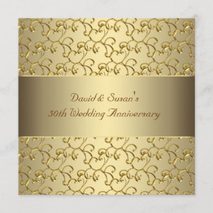 Invitation Gold Swirls Gold 50ème Mariage Anniversaire Party