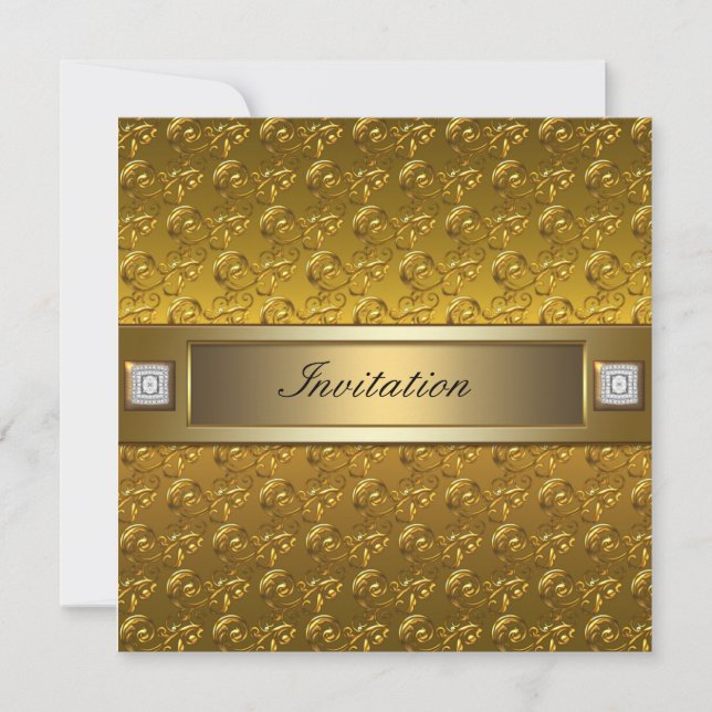 Invitation Gold Swirls Gold All Occasion Party Modèle (Devant)