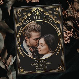 Invitation Gold Tarot Mariage gothique Photo Enregistrer la d