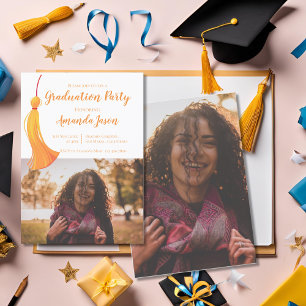 Invitation Gold Tassel 2025 Grad Two Grad Grad Graduation Par