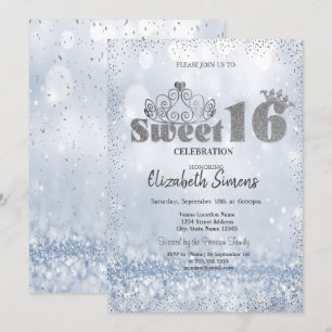 Invitation Gold Tiara Confetti Princess Bokeh Sweet 16