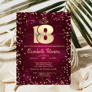 Invitation Gold Tiara, Diamonds Bourgogne 18ème anniversaire