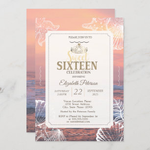 Invitation Gold Tiara Parties scintillant Bokeh Ombre Sweet 1