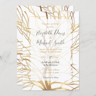 Invitation Gold Tree Silhouette