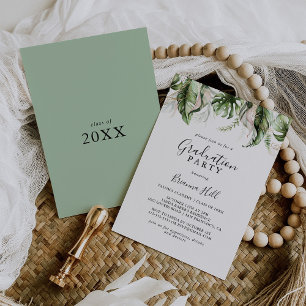 Invitation Gold Tropical Green Graduation Party
