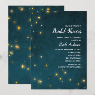 Invitation Gold Twinkle Stars Celestin Sky Fête de l'mariée