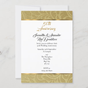 Invitation Gold vintage damask 50e anniversaire mariage