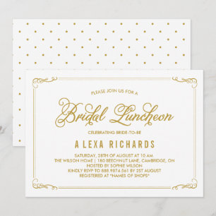 Invitation Gold Whimsical Frontières Nuptiale Luncheon Invita