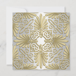 Invitation Gold & White Art Déco Fête des mariées Damas