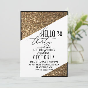 Invitation Gold White Black Sparkings fête d'anniversaire