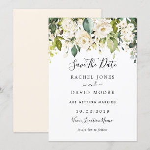 Invitation Gold White Rose Wedding Enregistrer La Date