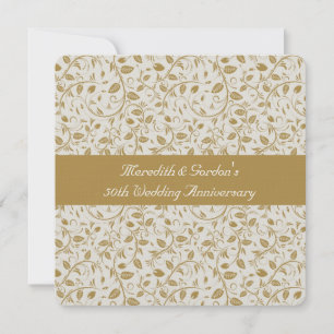 Invitation Gold White Vines Romantique 50e anniversaire Maria