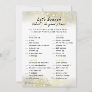 Invitation Gold White What's In Your Phone Brunch Party Jeu