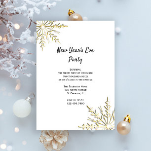 Invitation Gold Winter Flammes de neige Nouvel An Sove Party