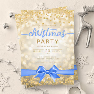 Invitation Gold Winter Glam Company Xmas Blue Ribbon