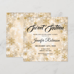 Invitation Gold Winter Sweet 16 Parties scintillant Sparkle