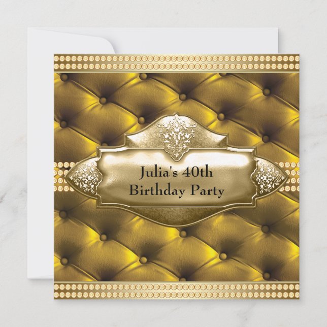 Invitation Gold Womans 40e fête d'anniversaire (Devant)