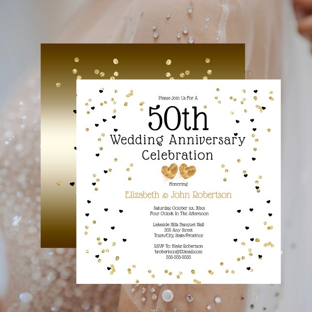 Invitation Golden 50e anniversaire Mariage Confetti Gold (Créateur téléchargé)