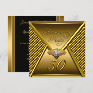 Invitation Golden 50th Anniversary Elégant mariage Or