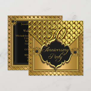Invitation Golden 50th Anniversary Elite Elégant Black Gold