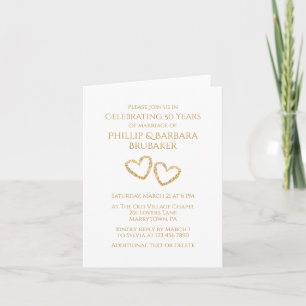 Invitation Golden 50th Mariage Anniversary Party Coeur person