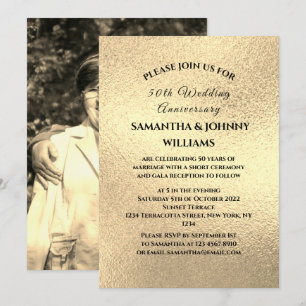 Invitation Golden 50th Mariage Anniversary Photo Gold