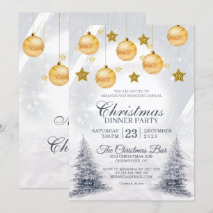 Invitation Golden Baubles Noël Fête de Noël