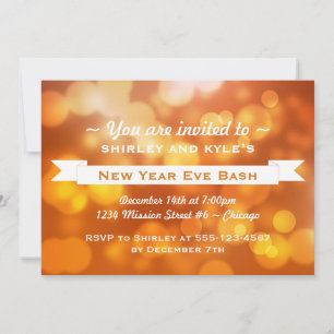 Invitation Golden bokee fête du nouvel an heureux