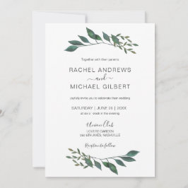 Invitation Golden borders eucalypt wedding collection