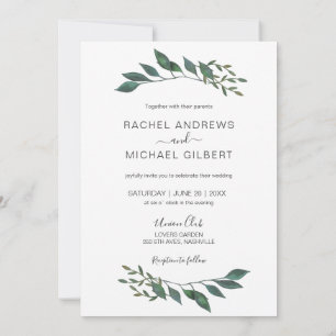Invitation Golden borders eucalypt wedding collection