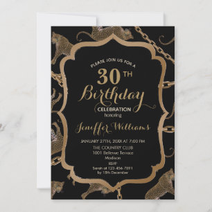 Invitation Golden chain glamour leopard cheetah